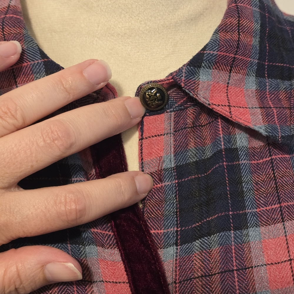 Soft Surroundings Kensington Plaid Burnout Velvet Tunic - MP - Picture 10 of 14